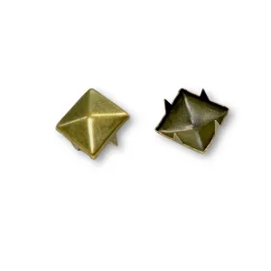 3/8" Antique Brass Pyramid Studs (50-pack)