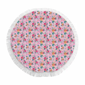 Australian Floral Pink  Circular Beach Shawl 59"