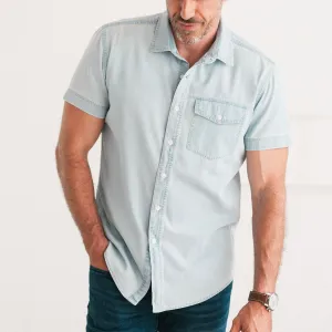 Author Short Sleeve Casual Shirt – Light Blue Cotton Denim