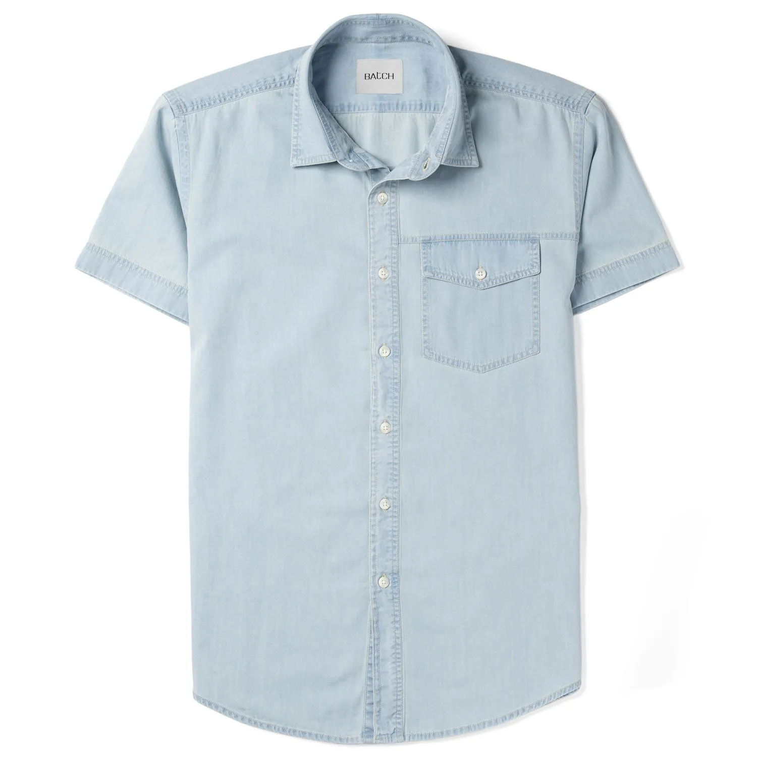 Author Short Sleeve Casual Shirt – Light Blue Cotton Denim