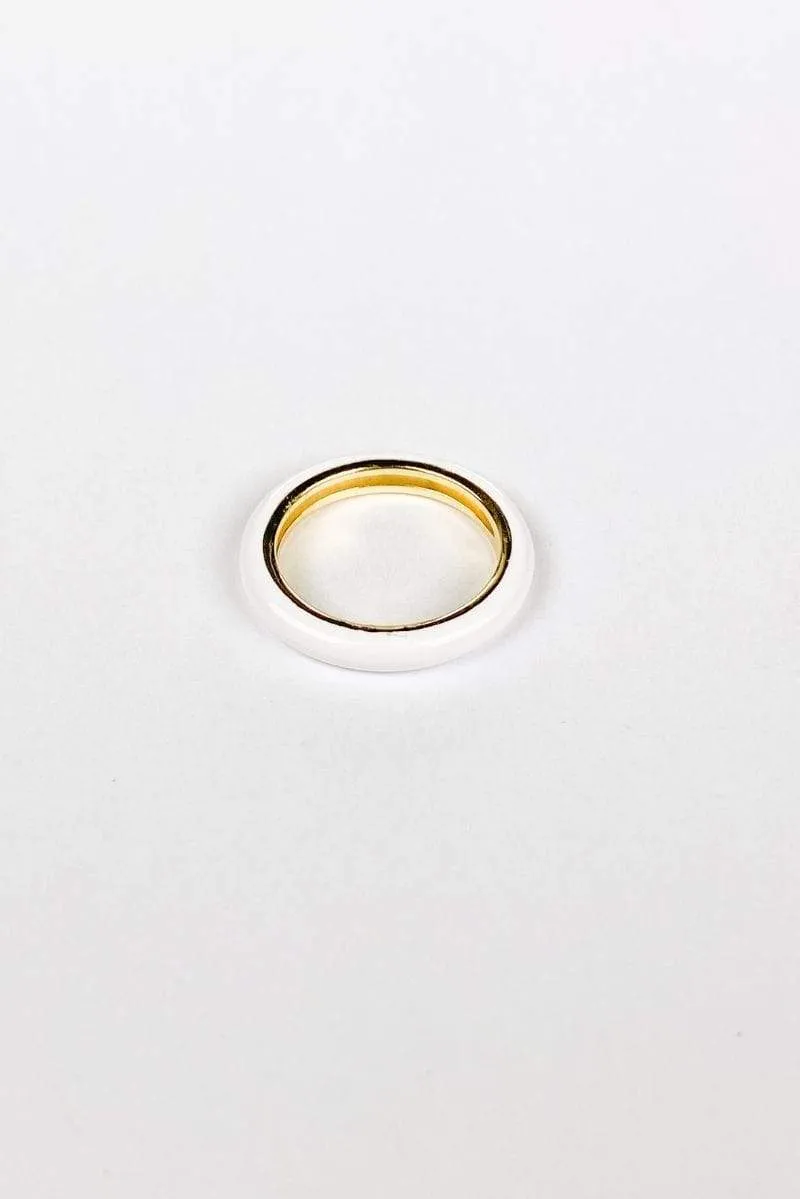 Axel White Enamel Ring 14k Gold/ 925 Sterling Silver