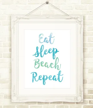 Beach Printable, Beach Decor, Beach Quote, Instant Download, Includes 3 Sizes, Eat Sleep Beach Repeat, Ocean Wall Art, Beach Wall Art