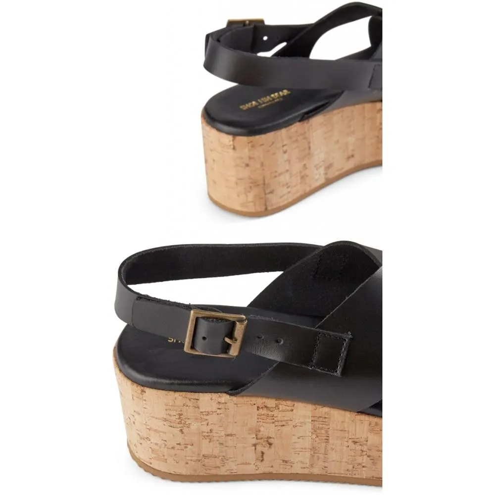 Begonia Cross Sandals Leather - BLACK