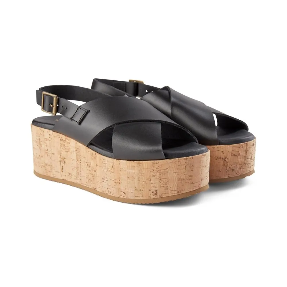 Begonia Cross Sandals Leather - BLACK