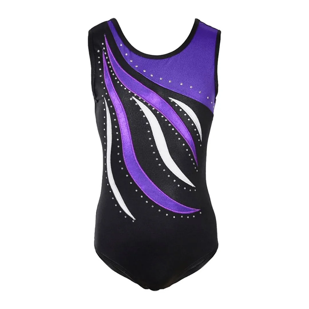 Black and Purple Gymnastics Leotard