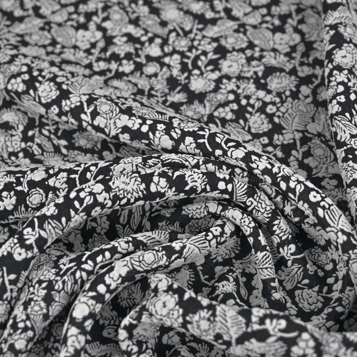 Black Floral Jacquard Fabric 3282