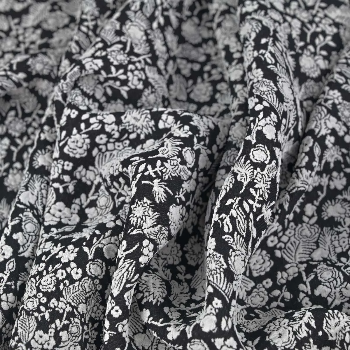 Black Floral Jacquard Fabric 3282