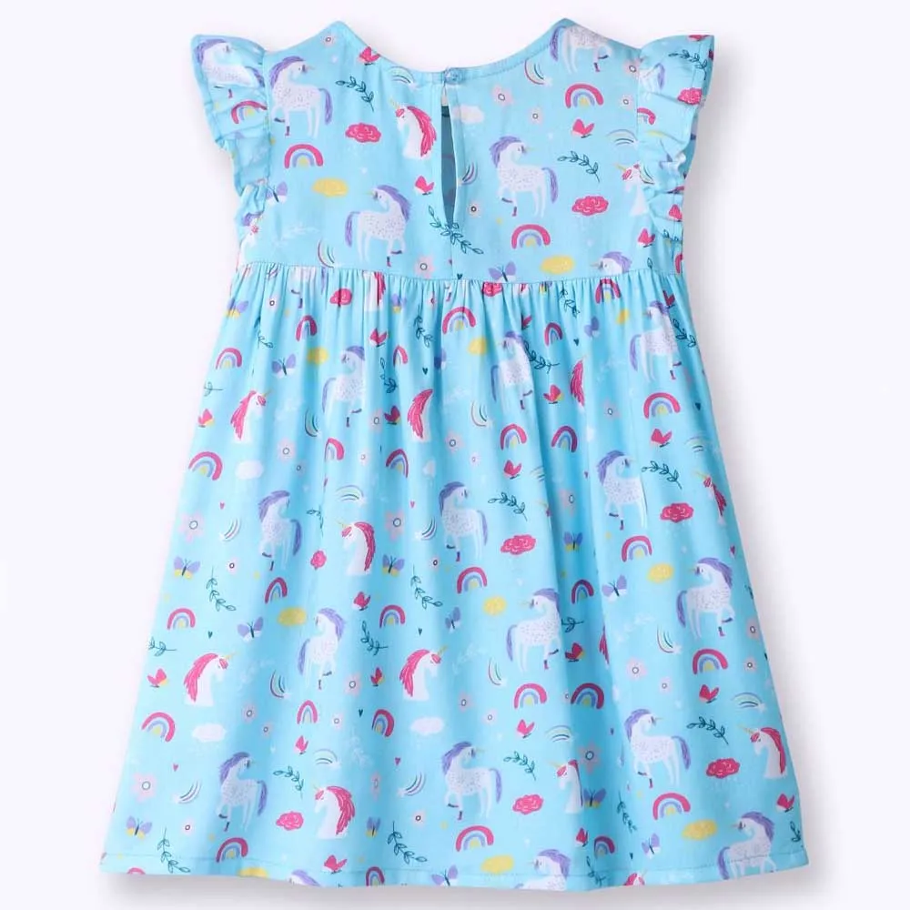 Blue Unicorn Printed Dress