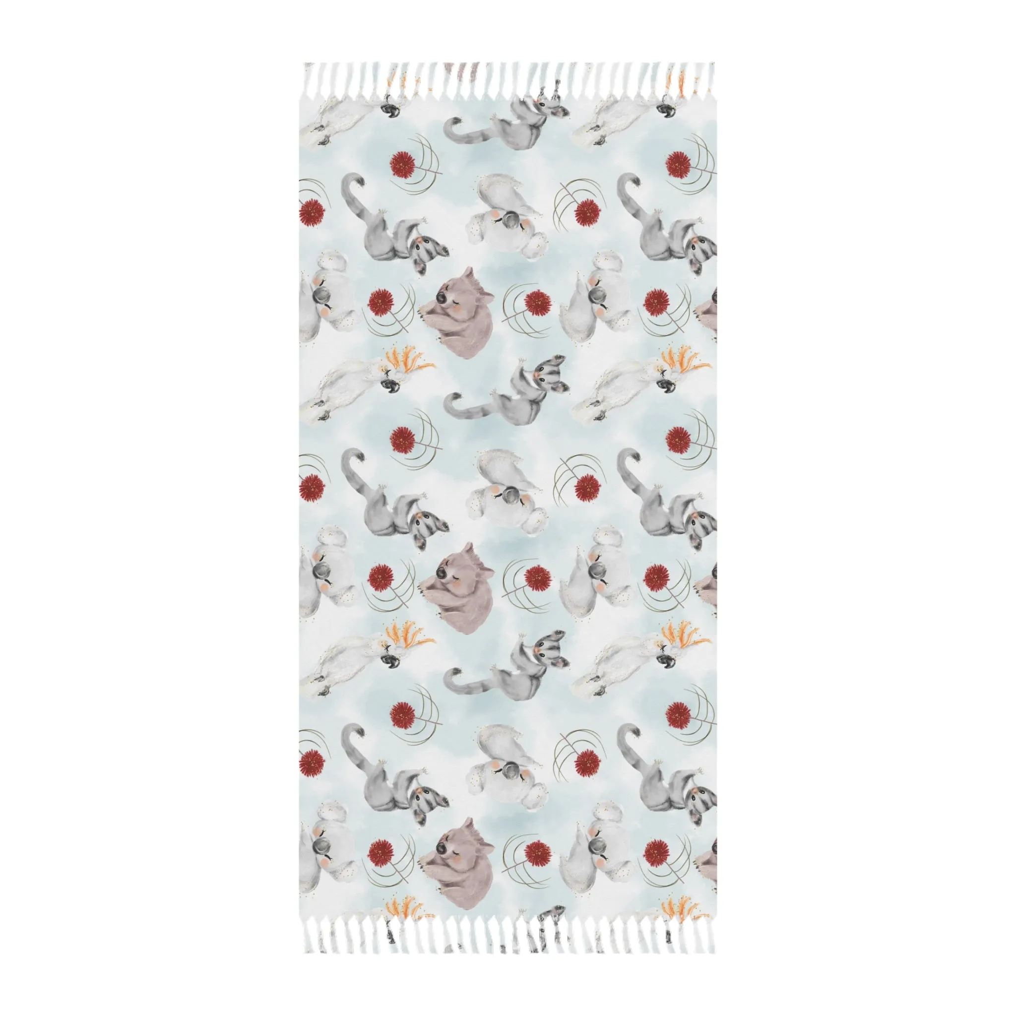 Boho Beach Towel, Australian Animals and Floral