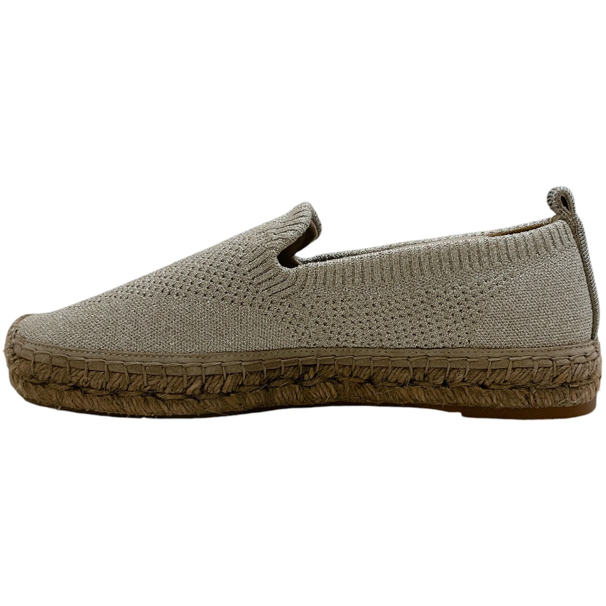 Brunello Cucinelli Silver Knit Espadrilles with Monili