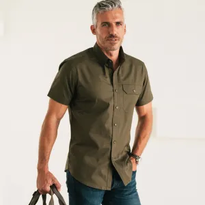 Builder Short Sleeve Casual Shirt – Olive Green Oxford