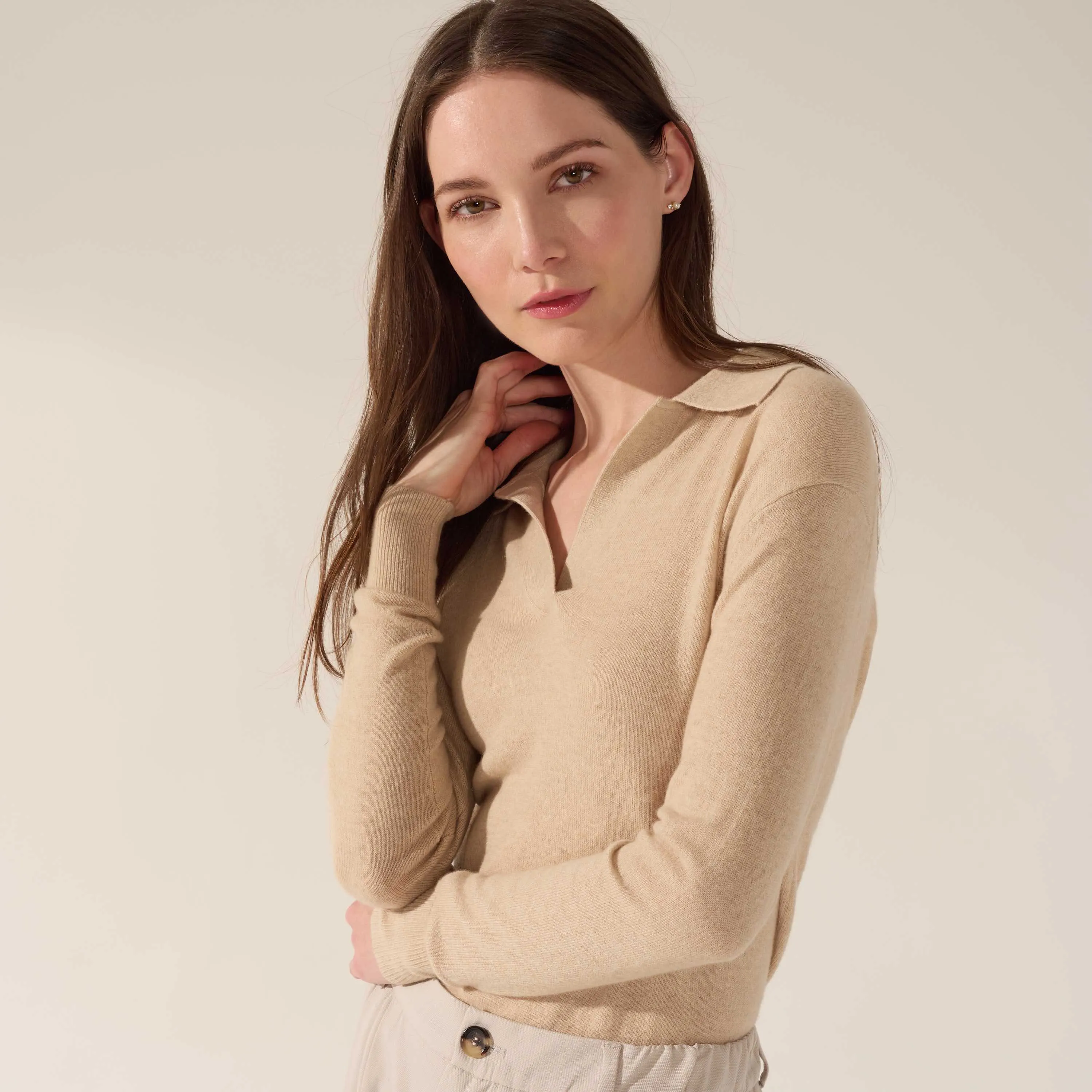 Camila Airy Cashmere Collared Sweater