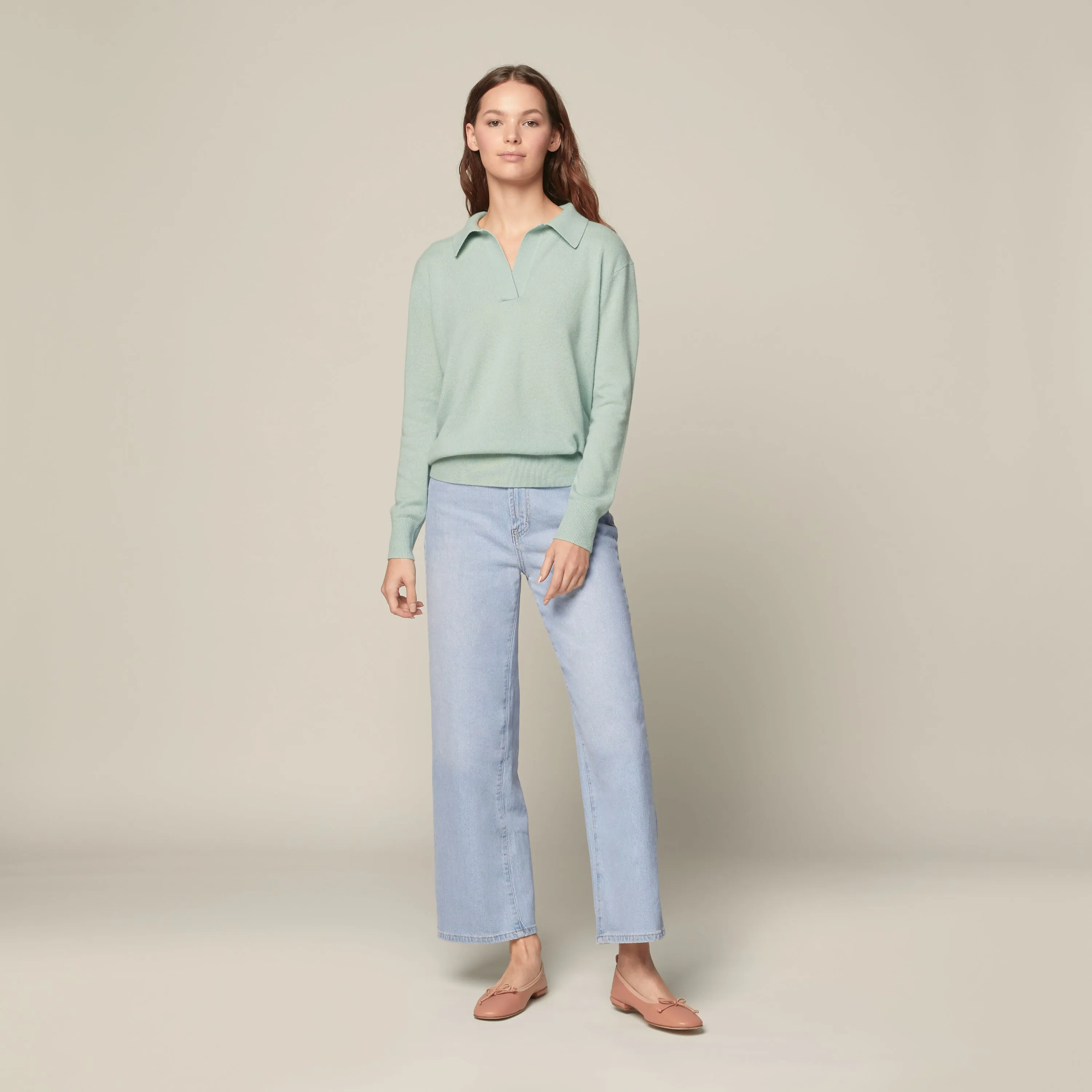 Camila Airy Cashmere Collared Sweater