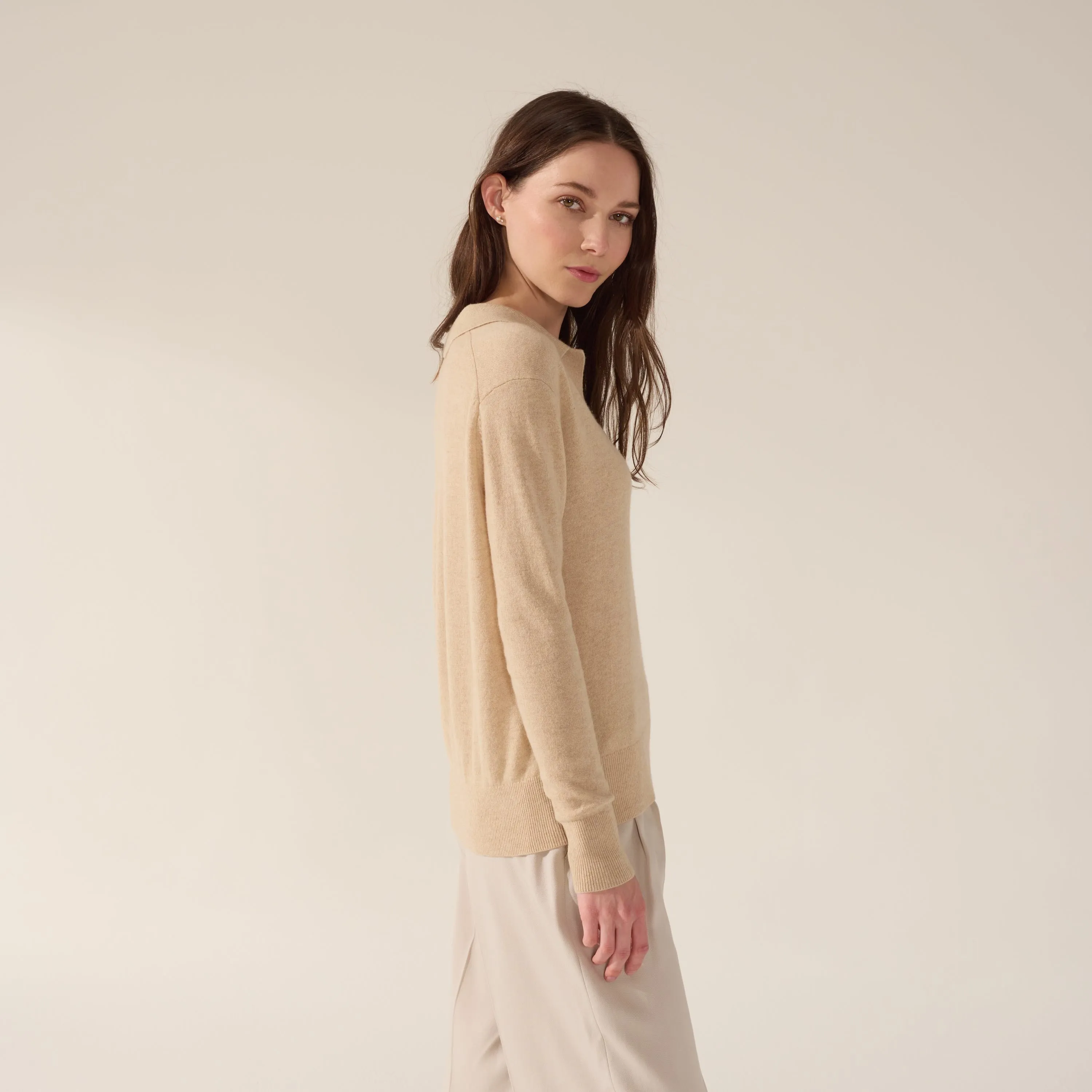 Camila Airy Cashmere Collared Sweater