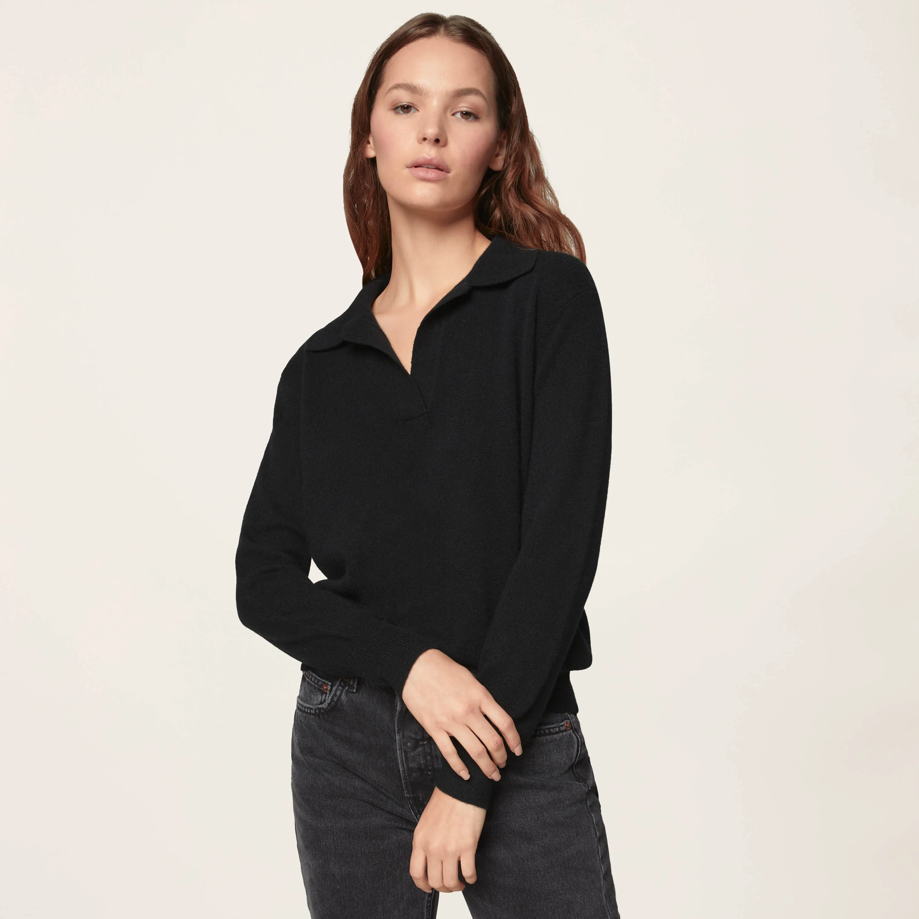 Camila Airy Cashmere Collared Sweater