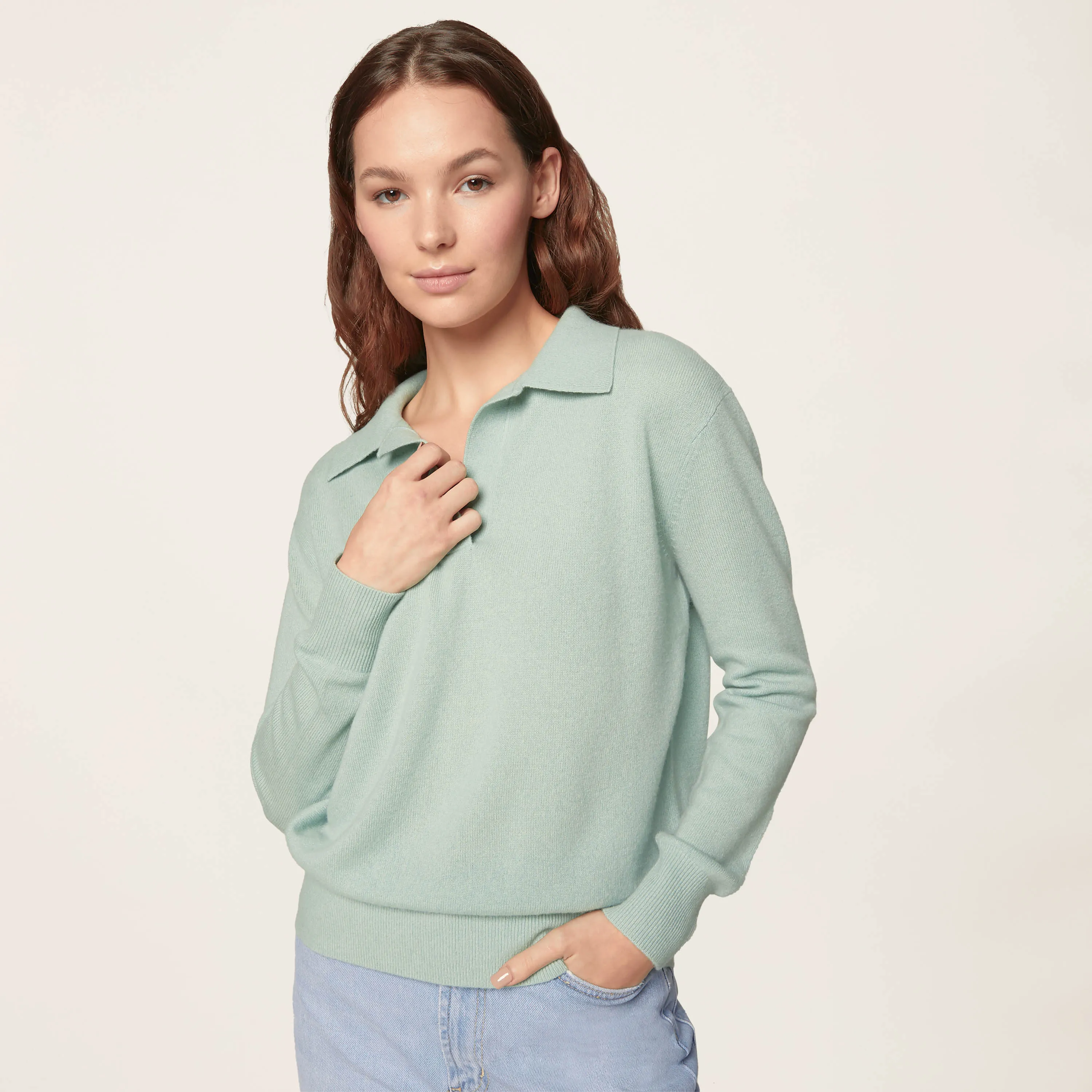 Camila Airy Cashmere Collared Sweater