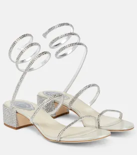 Cleo 45 Rene Caovilla embellished satin sandals, silver