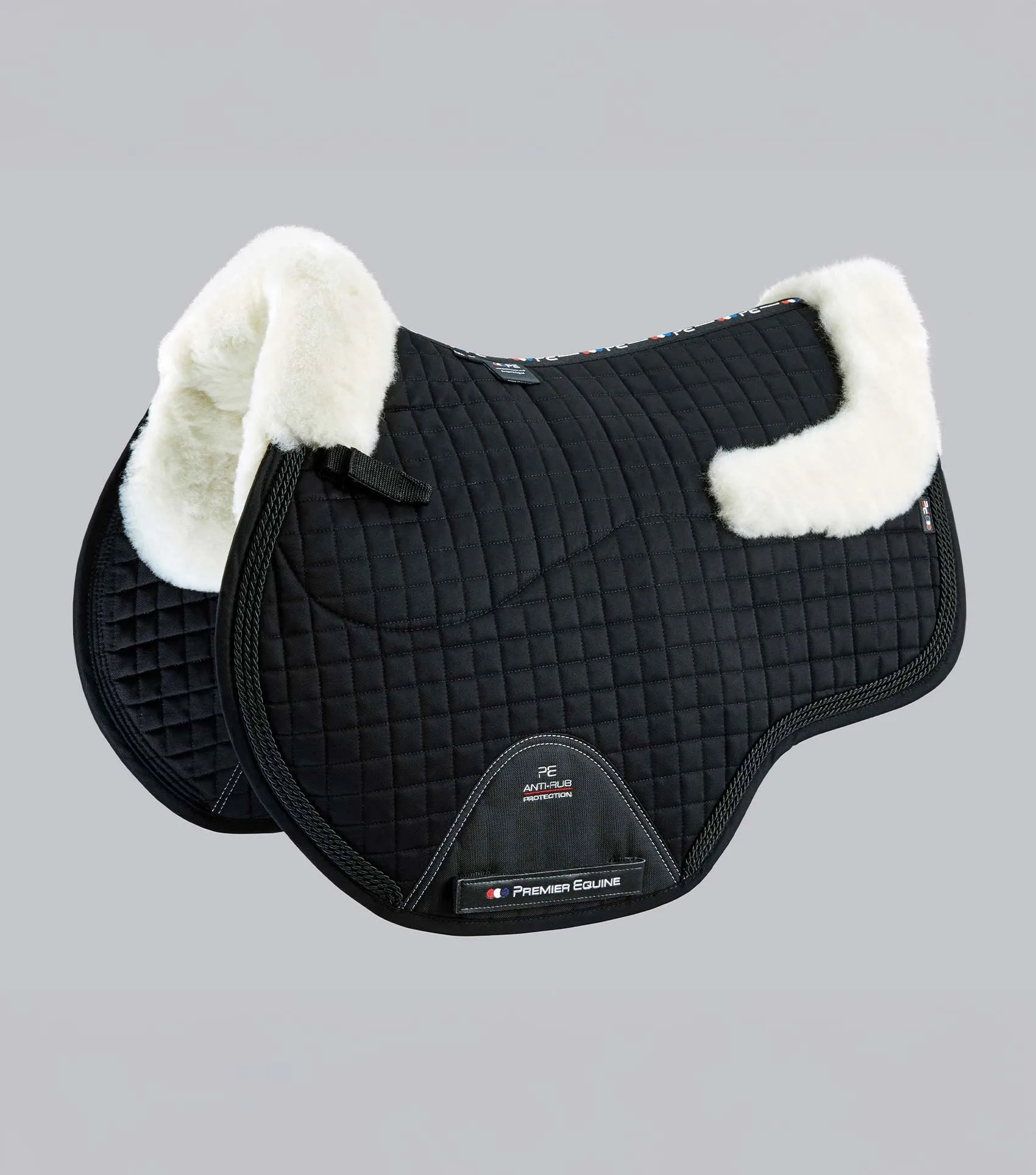 Close Contact Merino Wool European Saddle Pad - GP/Jump Square Black/Natural Wool