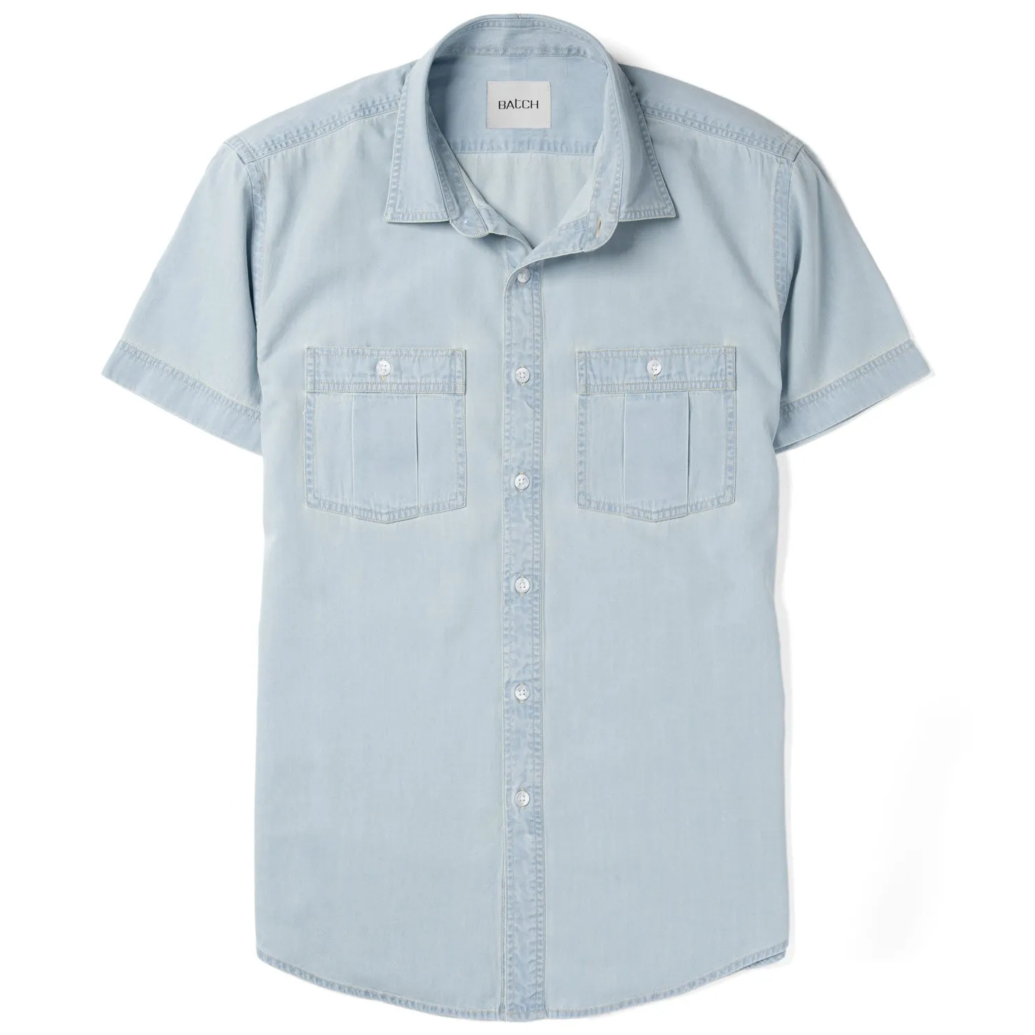 Craftsman Short Sleeve Utility Shirt – Light Blue Cotton Denim