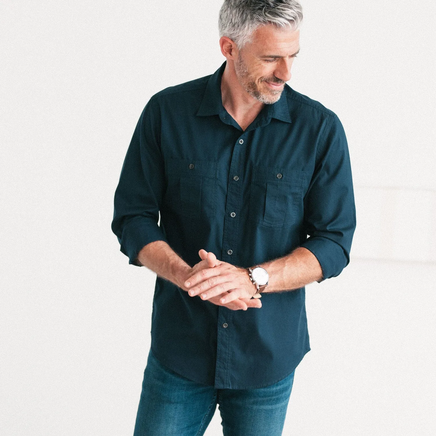 Craftsman Utility Shirt – Navy Blue Cotton Twill