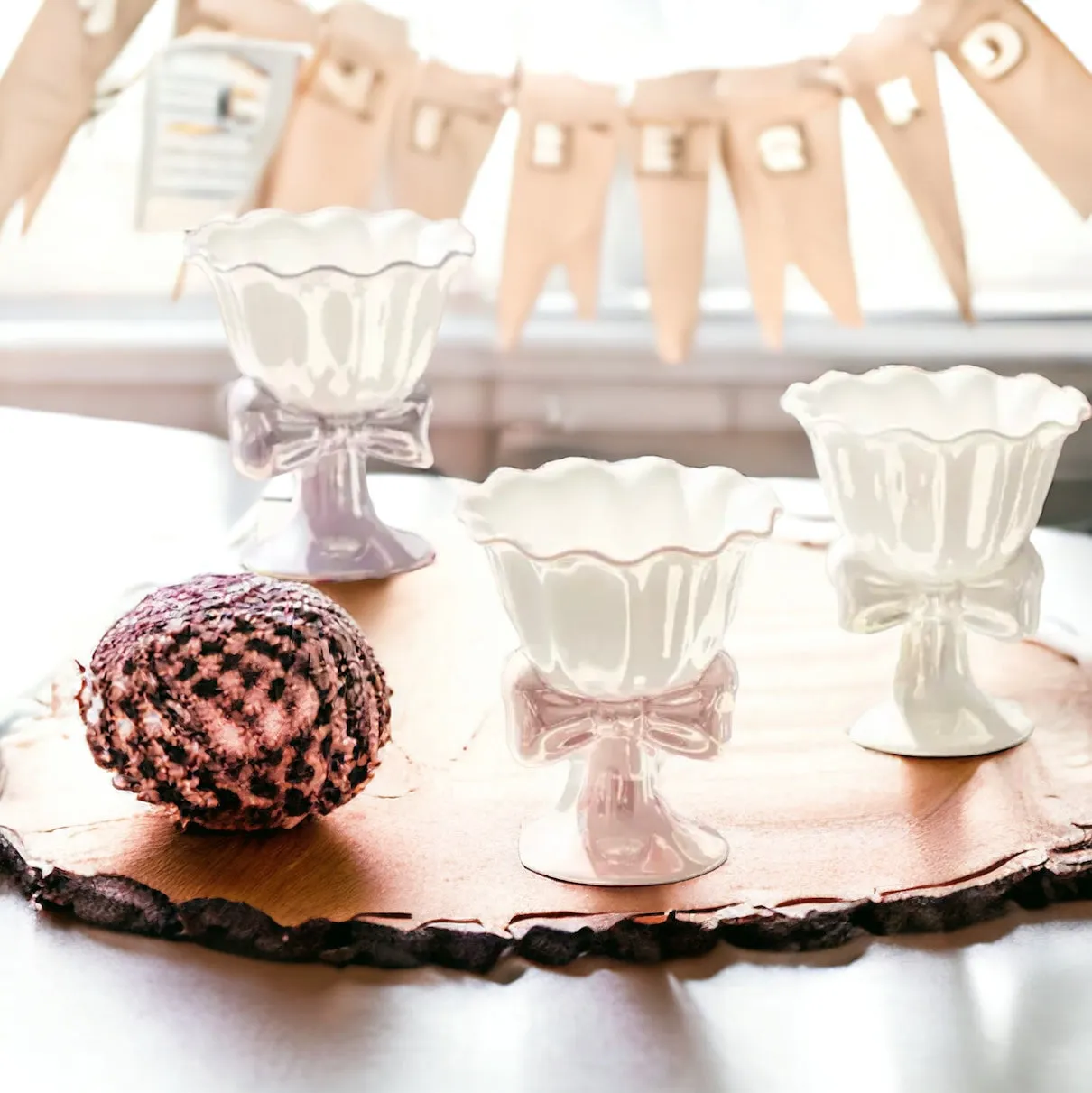 Creative Iridescent Bow Desert Bowls