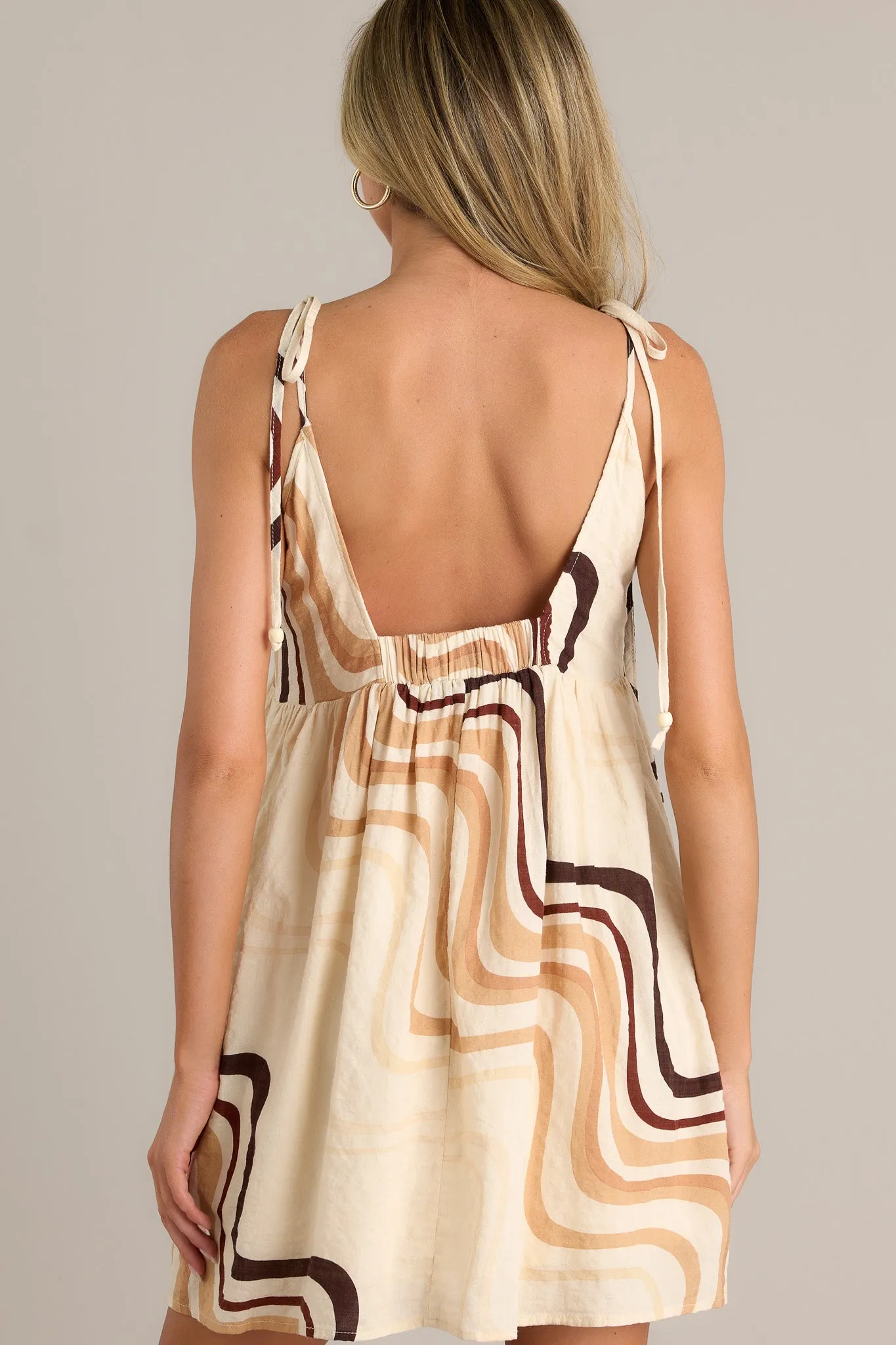 Desert Mirage Beige Multi Print Mini Dress