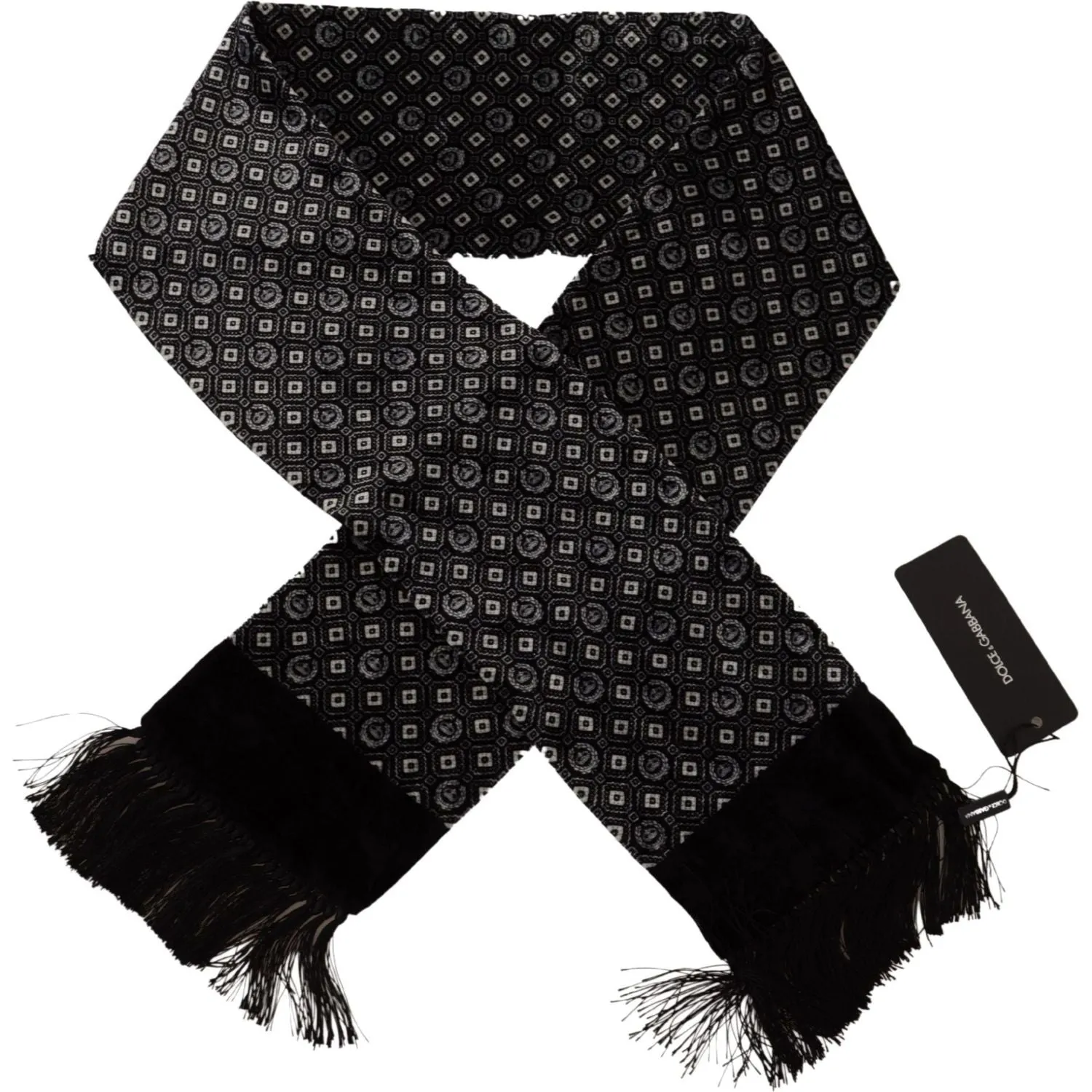 Dolce & Gabbana Elegant Black Geometric Silk Blend Scarf