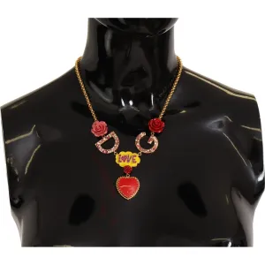 Dolce & Gabbana Glamorous Gold Crystal Charm Necklace