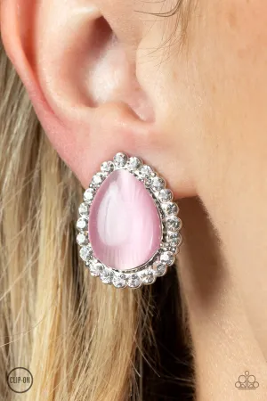 Downright Demure - Pink Rhinestone Earrings - Paparazzi Accessories