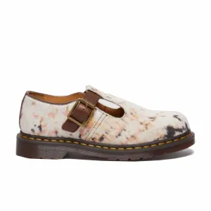 Dr. Martens T-Bar Shoes with Hair On Leather and Orleans Finish in Multi Abstract/Butterscotch Colors