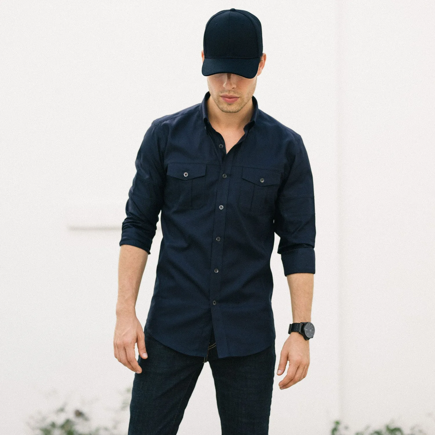 Editor Shirt – Dark Navy Mercerized Cotton