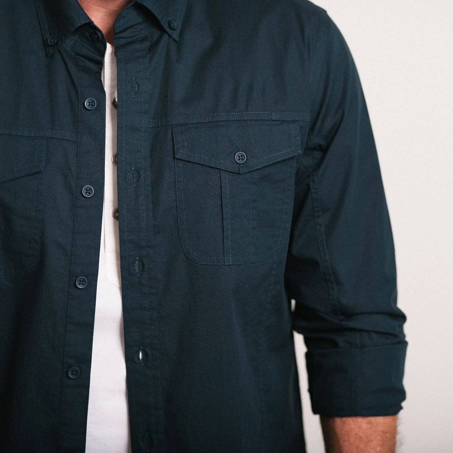 Editor Shirt – Dark Navy Mercerized Cotton