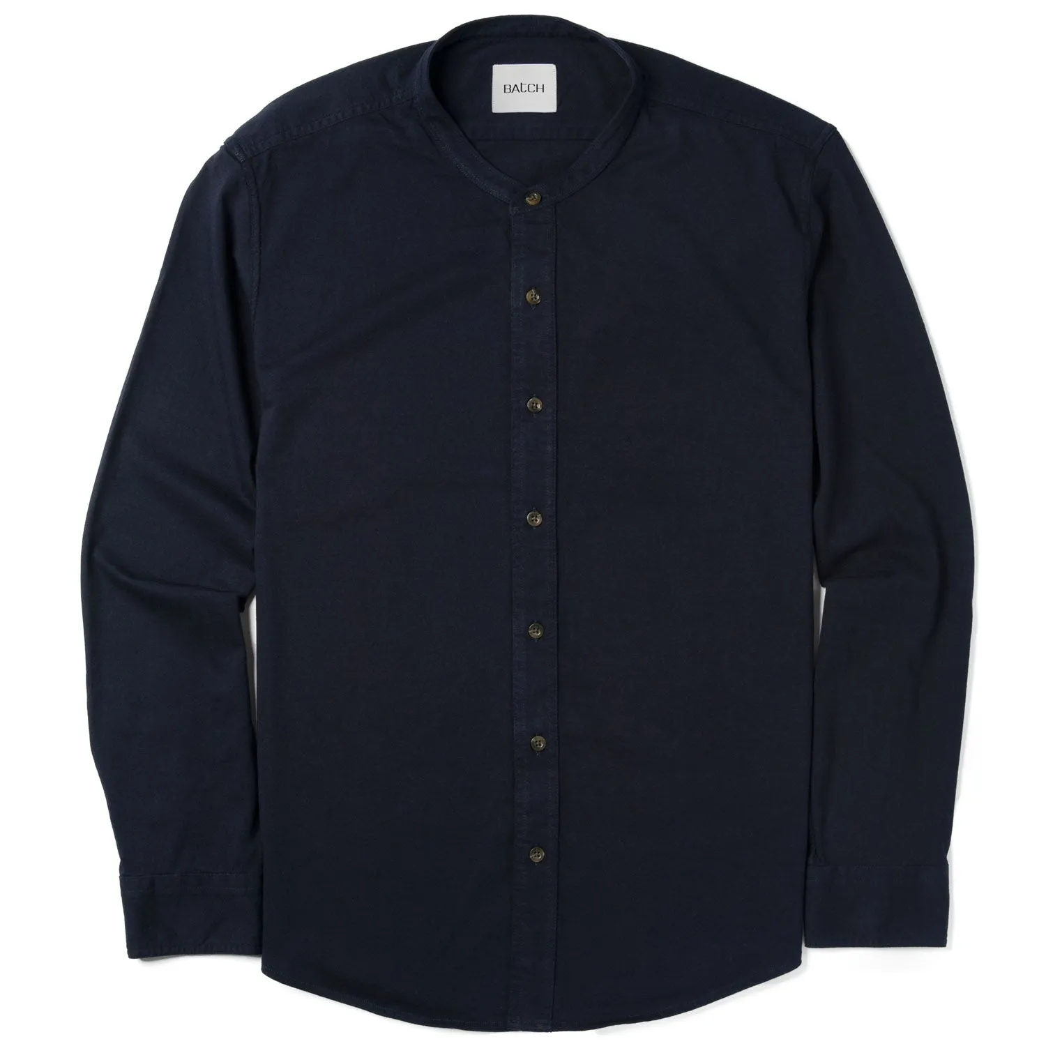 Essential Band Collar T-Shirt Shirt - Dark Navy Cotton Jersey