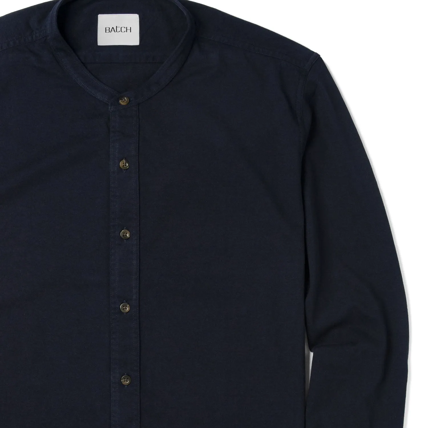 Essential Band Collar T-Shirt Shirt - Dark Navy Cotton Jersey