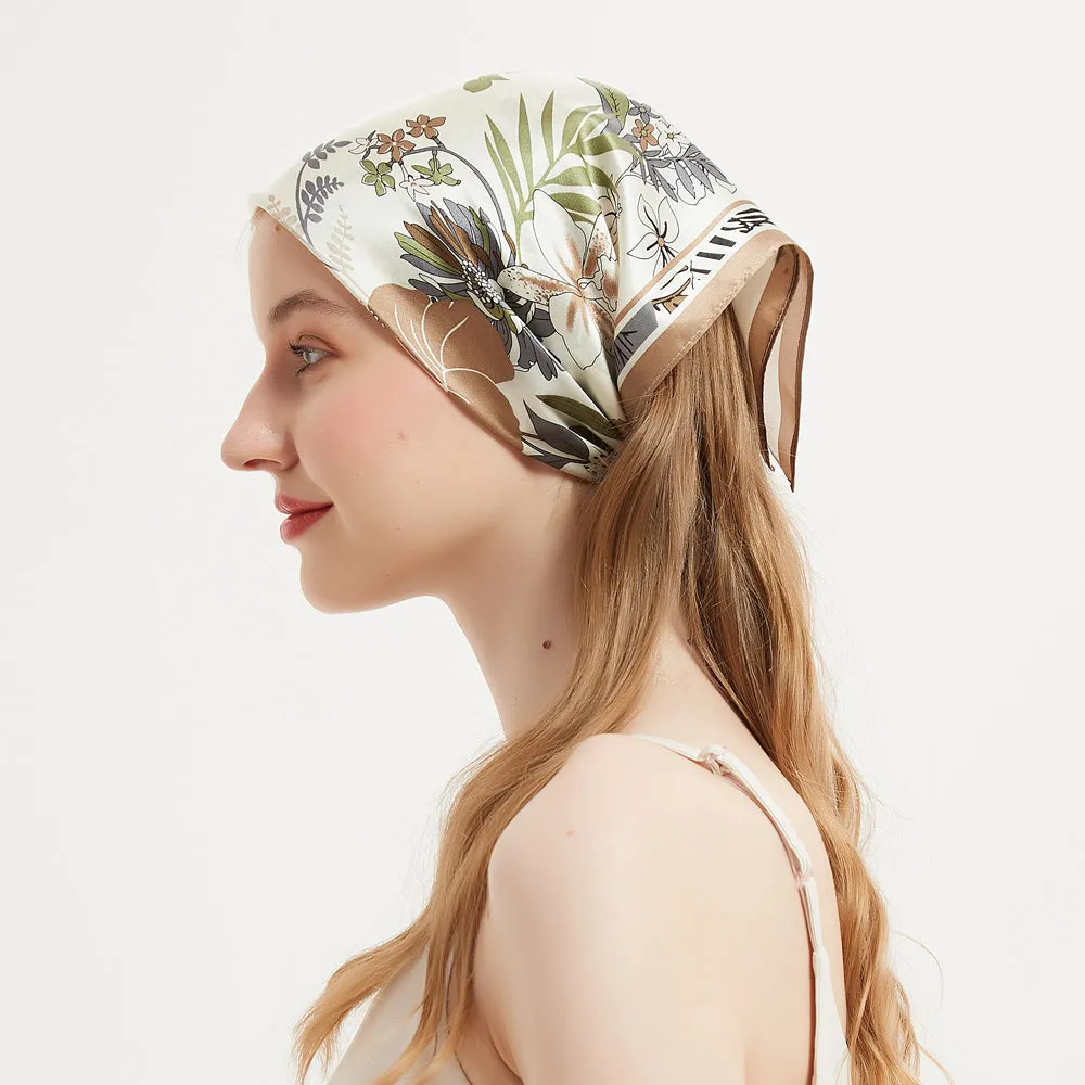 Floral Garden Silk Kerchief Scarf Bandana