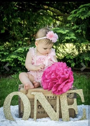 Girls Pink Petti Lace Romper Cake Smash 1st Birthday Outfit