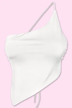 Glamorous Halter Asymmetrical Top (White)