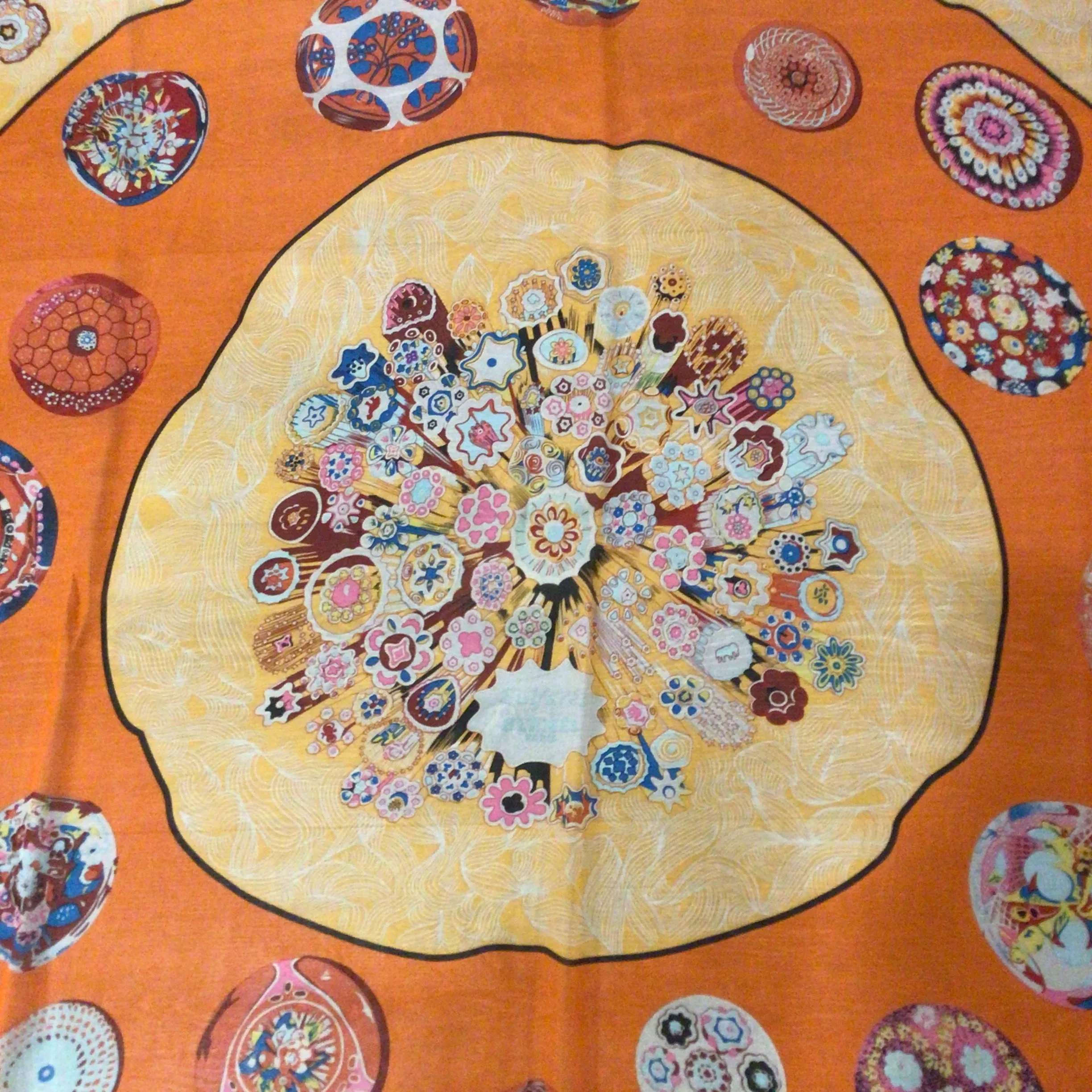 Luxurious Hermes Orange Multi Sulfures Print Large Square Shawl/Scarf/Wrap