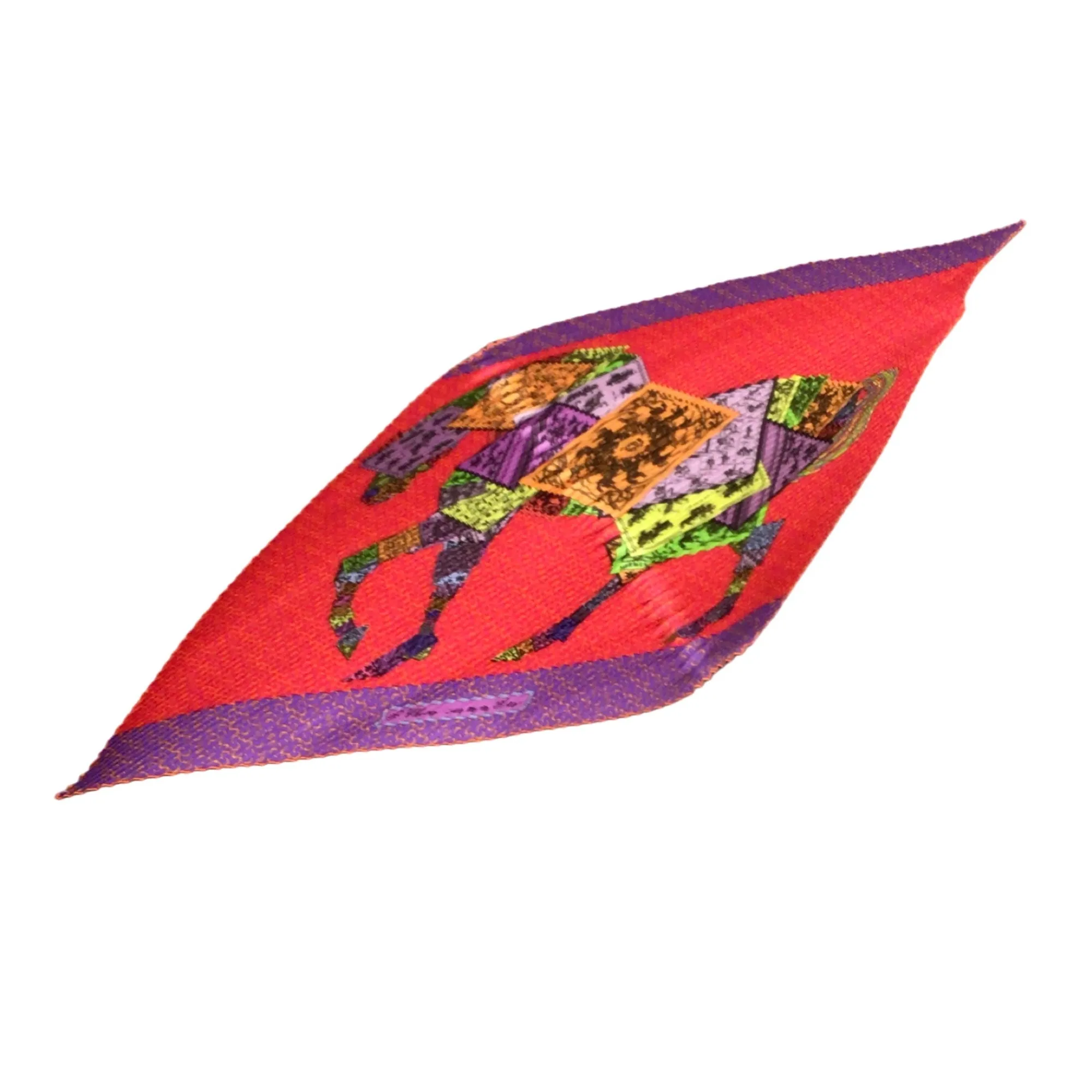 Hermes Pink / Purple Multi A Cheval sur mon Carre Plisse Pleated Silk Twill Scarf