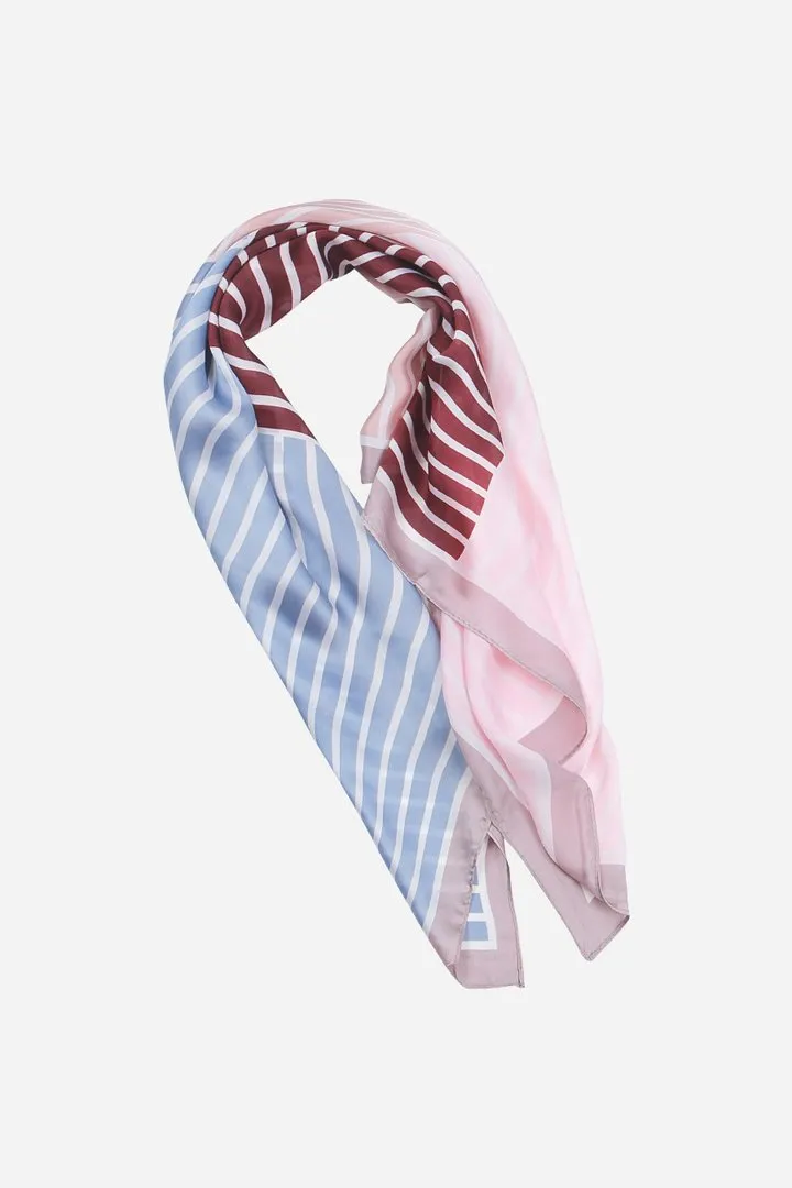 Ladies Scarf - Grey Stripe Faux Silk Scarf