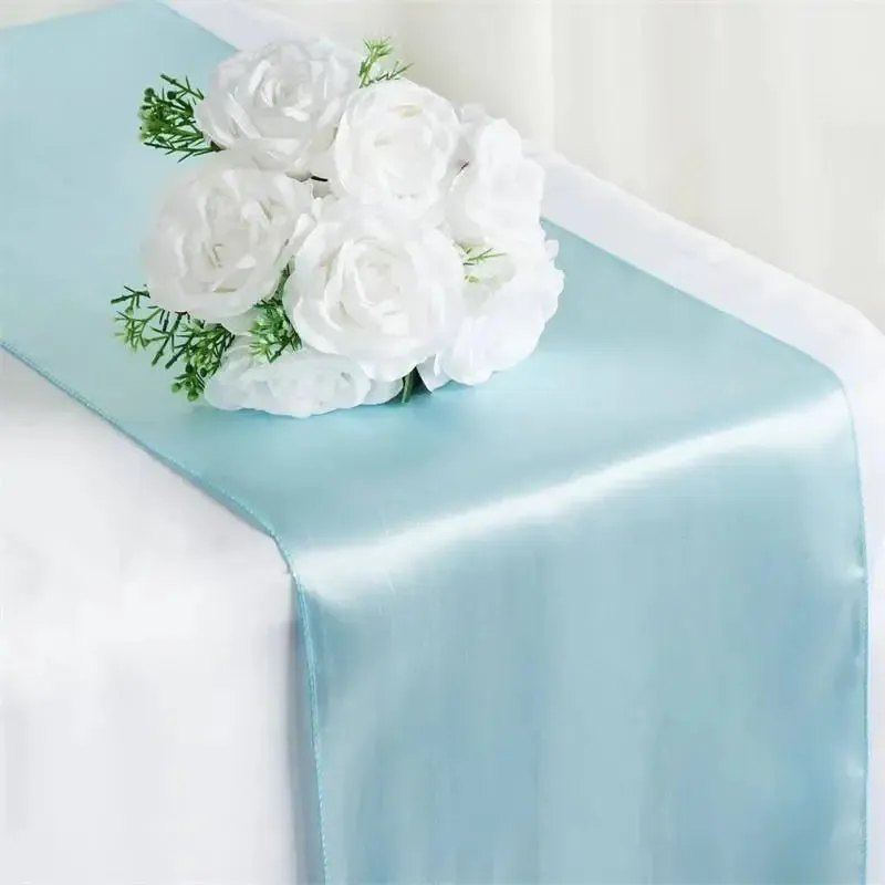 Light Blue Satin Table Runner 12" * 108"