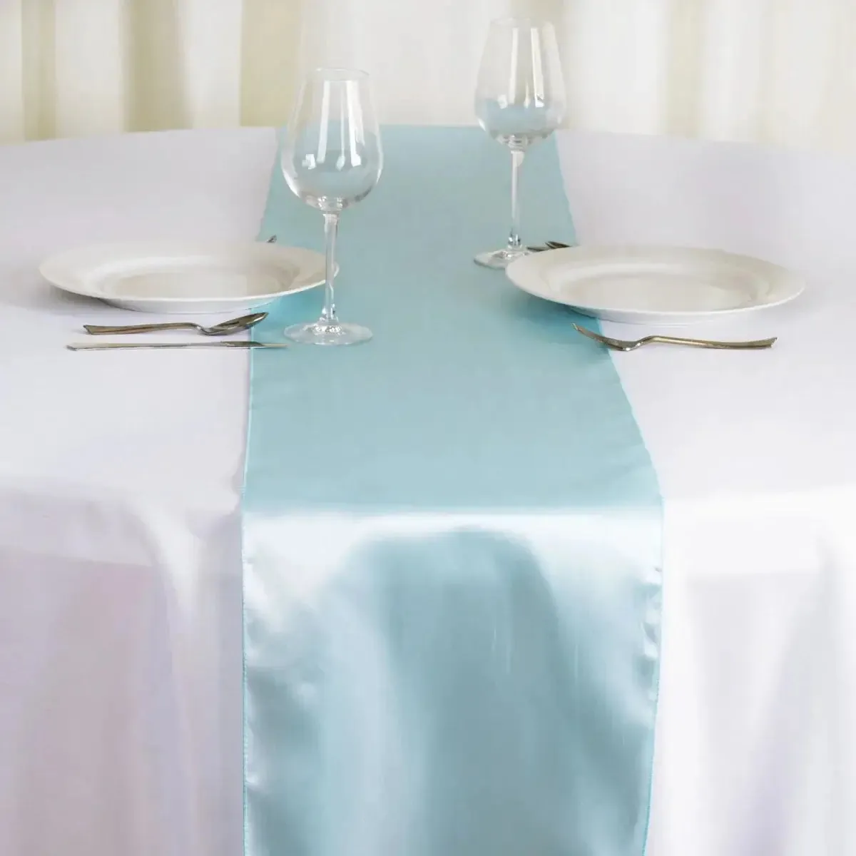 Light Blue Satin Table Runner 12" * 108"