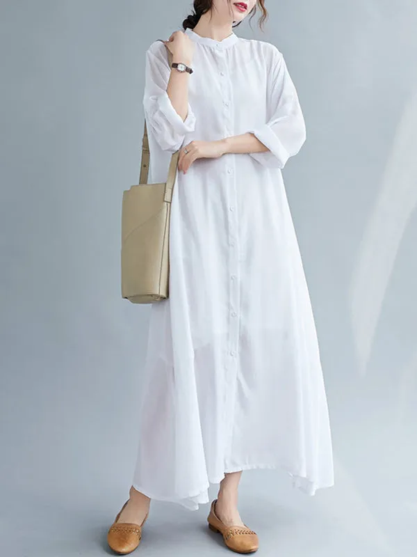 Original Solid Round-Neck Shirts Dress