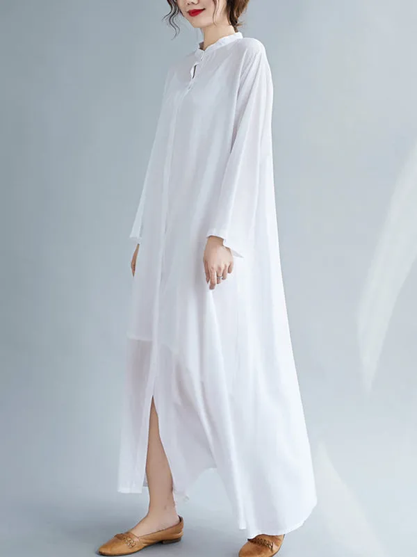 Original Solid Round-Neck Shirts Dress