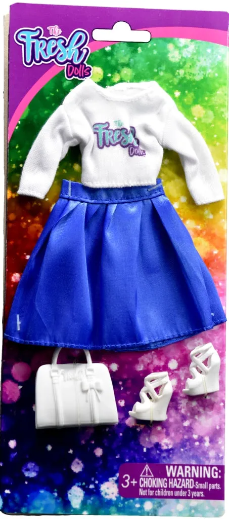 SO FRESH SKIRT Crop Top & Blue Skater Skirt Doll Fashion Pack