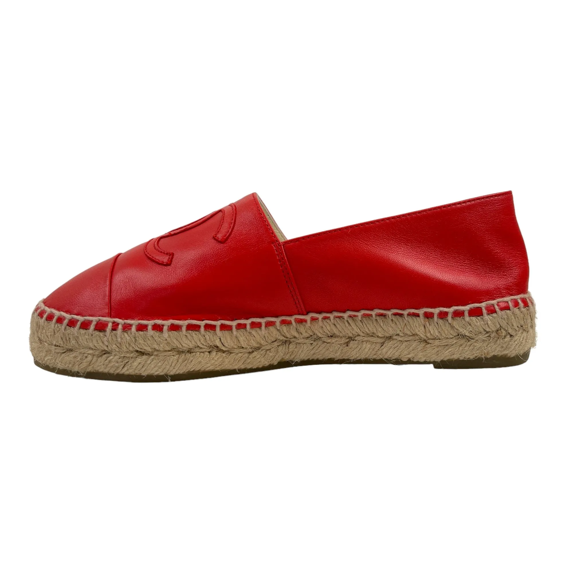 Women's Cc Lambskin Leather Espadrilles Red Size EU 35 / UK 2