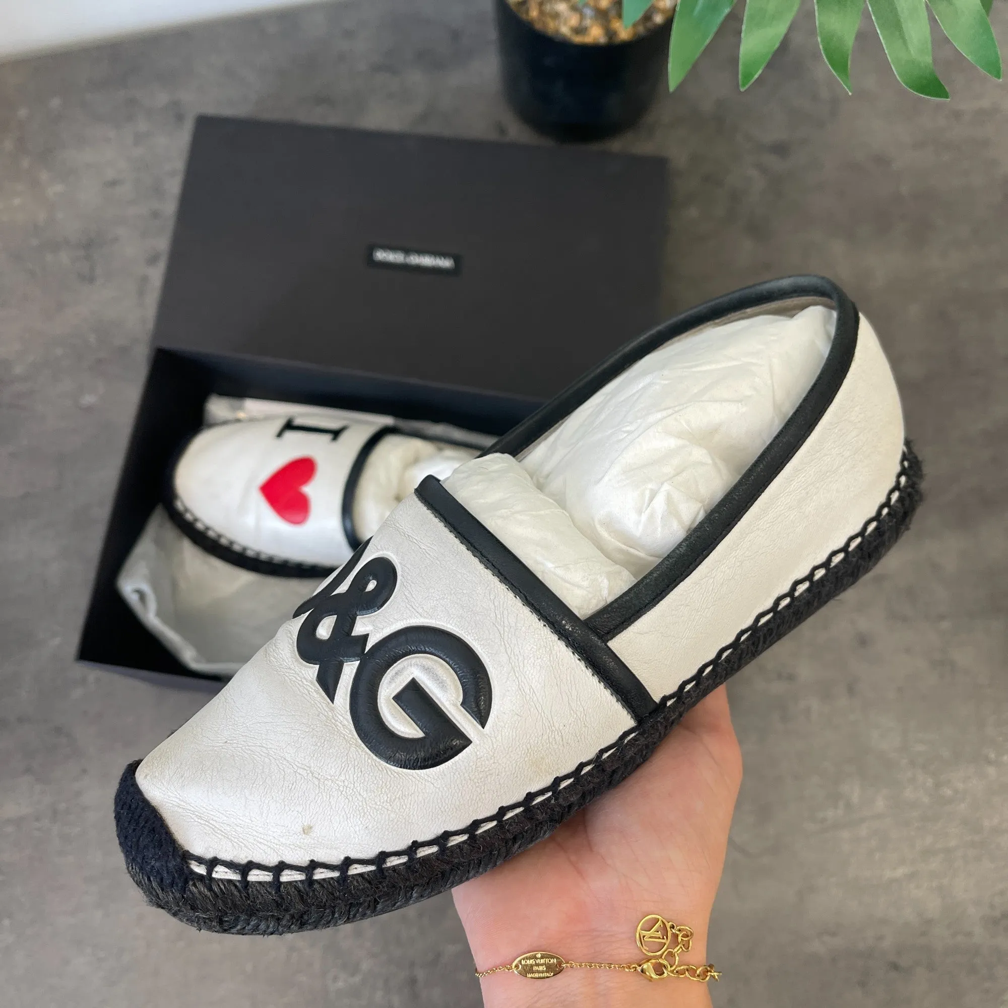 Women's Heart Dg Nappa Leather Espadrilles White Size EU 37 / UK 4